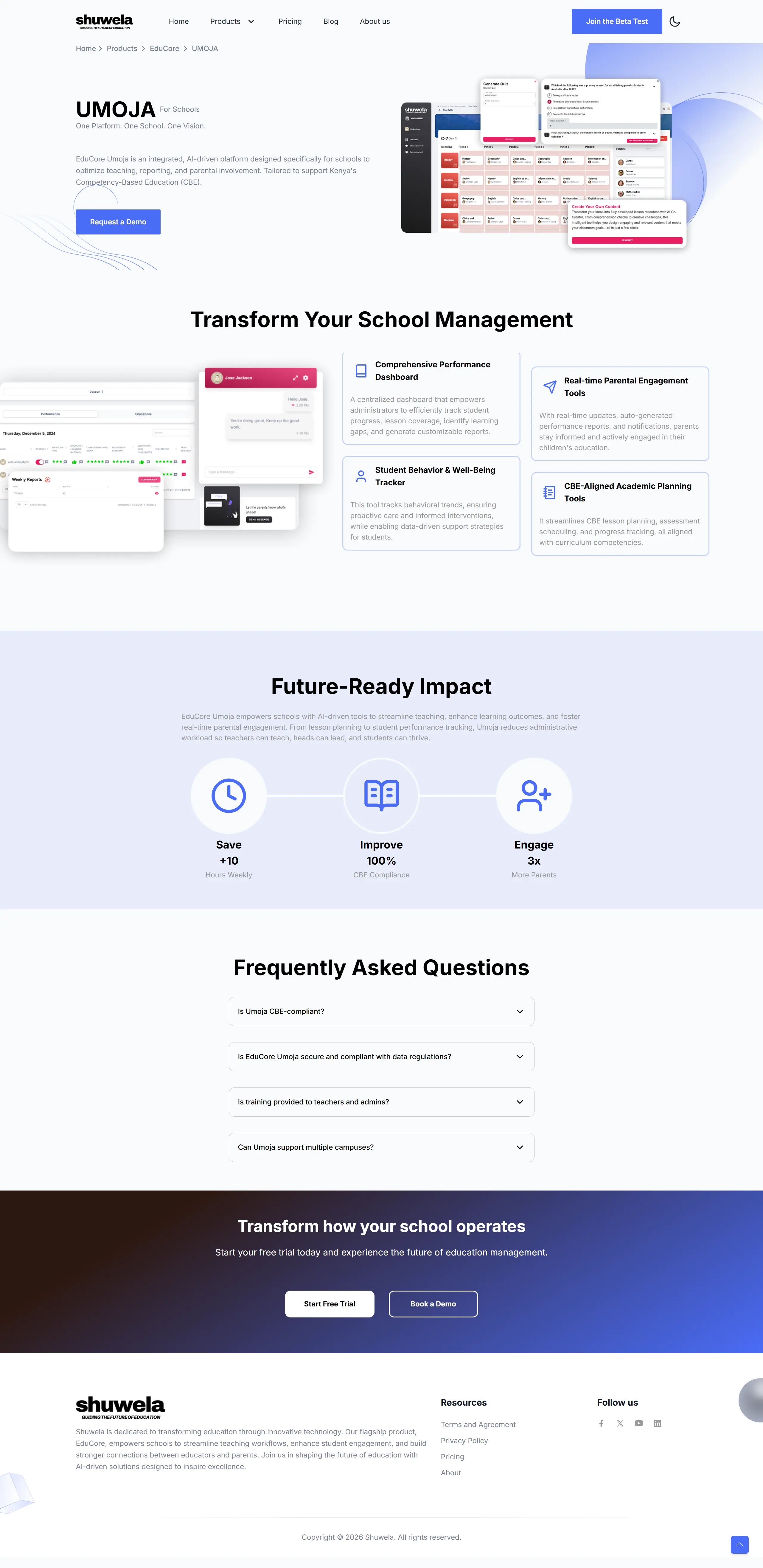 Shuwela EduCore Umoja product screenshot